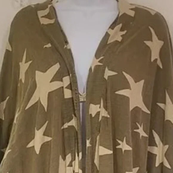 Jaded Gypsy Olive Off White Star Gazer Duster Women's OS - Picture 2 of 6
